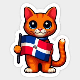 Cat Holding Dominican Republic Flag Sticker